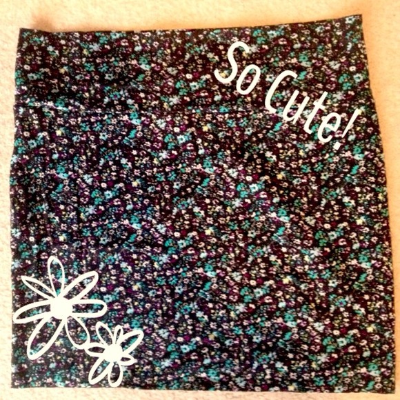 SOLD! Black with blue flowers bodycon skirt