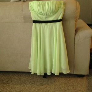 Strapless satin chiffon bridesmaid dress