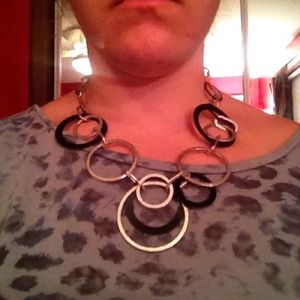 Black and silver ring necklace
