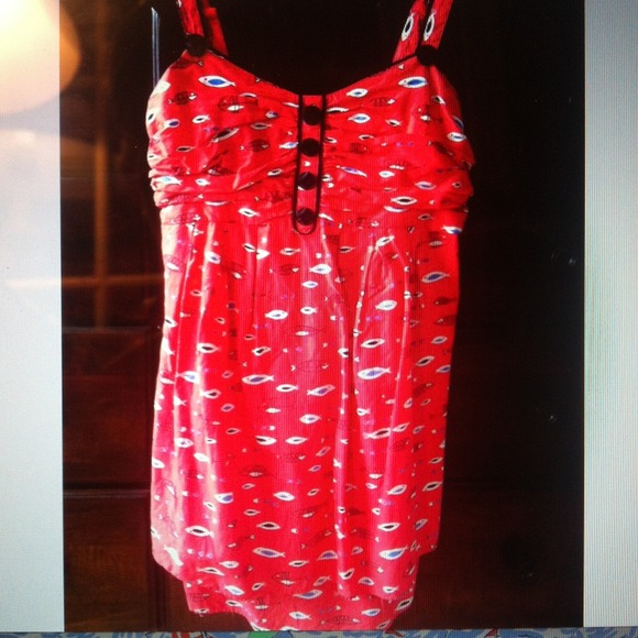 ANTHROPOLOGIE: Salmon colored fish patterned dress - Picture 2 of 4