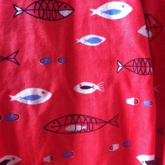 ANTHROPOLOGIE: Salmon colored fish patterned dress - Picture 3 of 4
