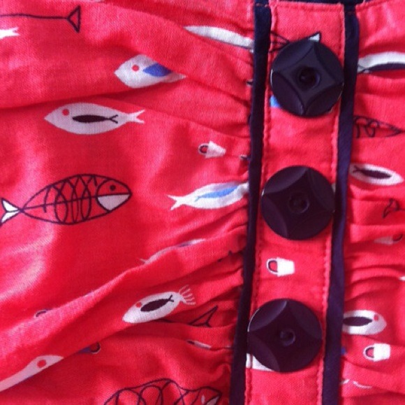 ANTHROPOLOGIE: Salmon colored fish patterned dress - Picture 4 of 4