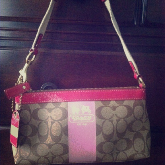 COACH: pink, coach classic leather handbag - Picture 1 of 3