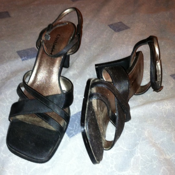 Black strap heels