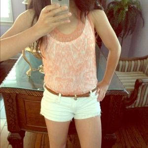 Sheer salmon colored silk top