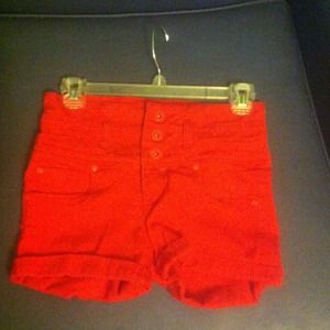 High rise red shorts