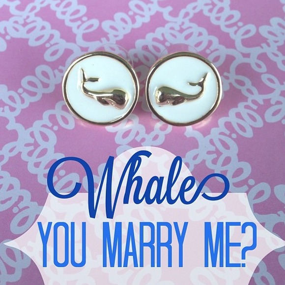 SOLD WHALE you marry me? Enamel whale earrings!