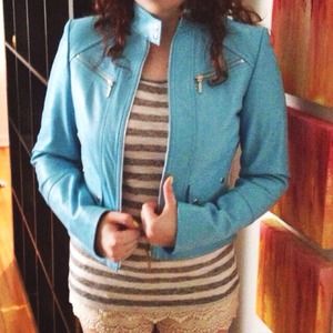 Caché Blue Leather Jacket