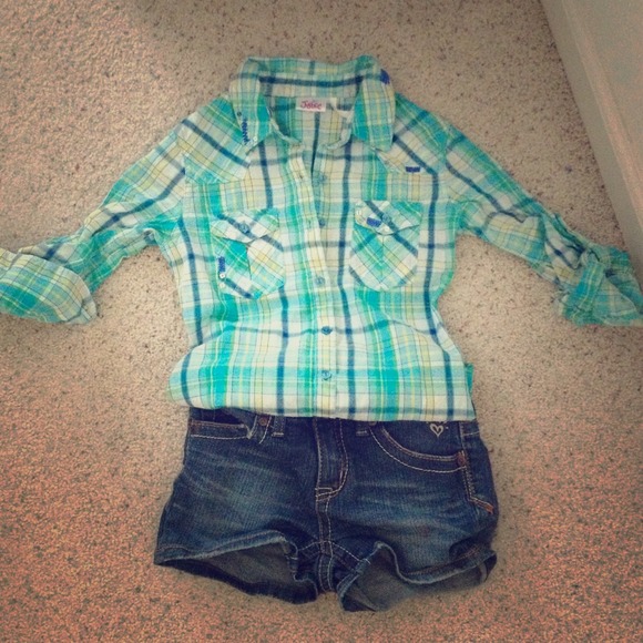 Plaid girls justice top