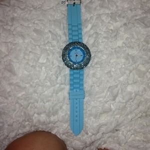 Baby blue watch with a crystal face!