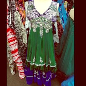 ****SOLD****Double Layer blue&green dress!