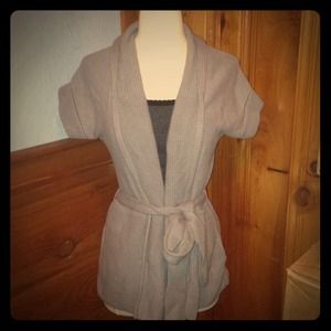 Beautiful Soft Grey Short Sleeved Wrap Sweater