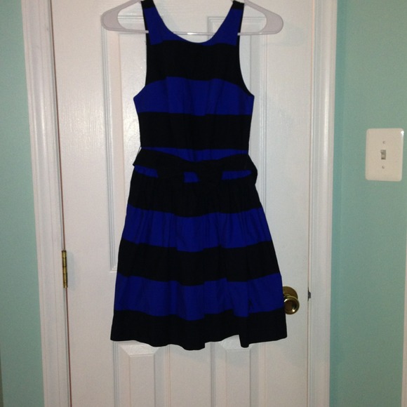 Striped dress with bow belt