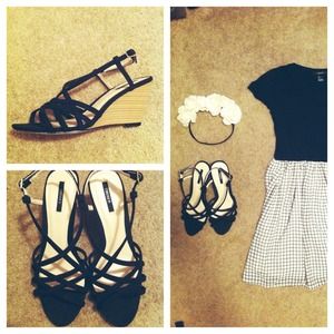 Black Wedge Sandals