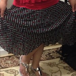 Polka-dotted white and red skirt