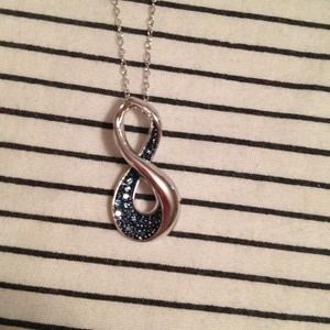 Blue diamond sterling silver infinity necklace
