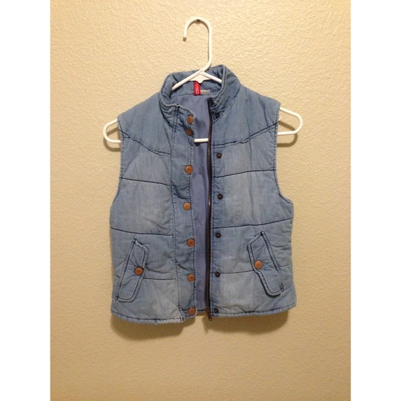 Denim Puffy Vest