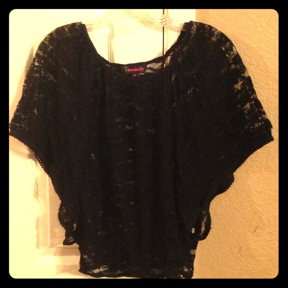 Black Lace Poncho Like Top