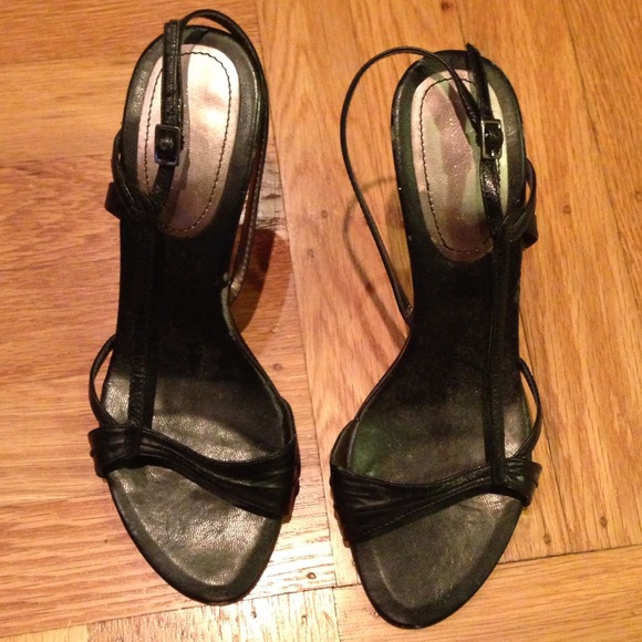 Nine West black leather heels