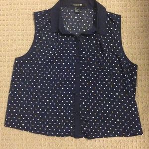 Collared heart pattern chiffon shirt