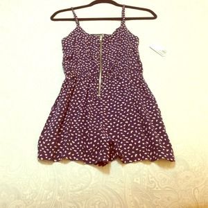 Blue and pink zippered jumpsuit/romper