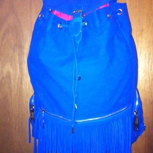 Victoria's Secret blue fringe backpack.