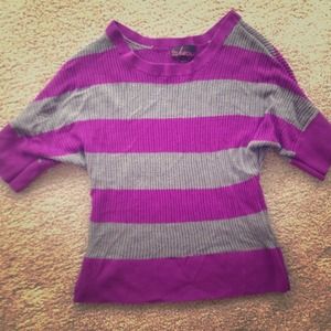 Purple and grey striped sweater