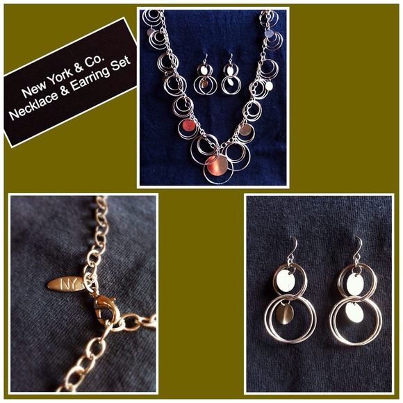New York & Co. Necklace and Earring set, silver