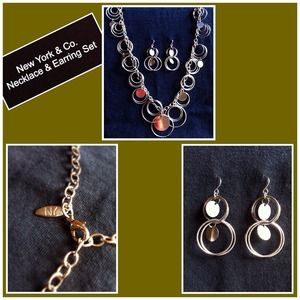 New York & Co. Necklace and Earring set, silver