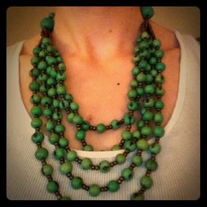 Multi Strand Green Seed Necklace
