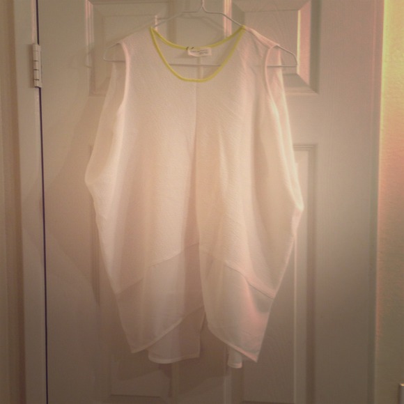Zara woven top with neon piping