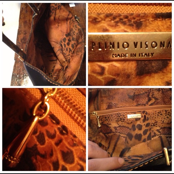 CLOSING SALE Italian Leather Tortoise Handle Tote - Picture 5 of 5