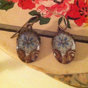 Glass Flower Pattern Earrings