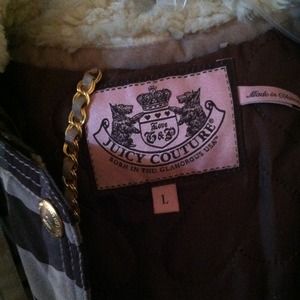 Juicy couture brown plaid hooded winter jacket❤🙆