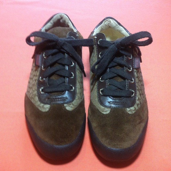 SOLD!!!!Brown authentic Coach Tennis Shoes