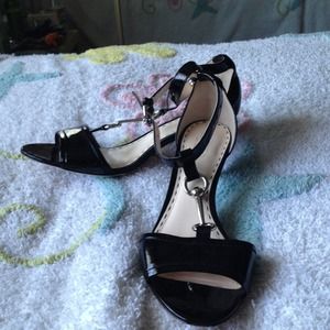 Coach black leather heels 10b
