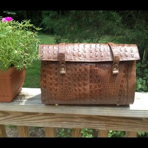 Unique brown faux alligator handbag