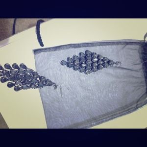 Bebe grey stone chandelier earrings!