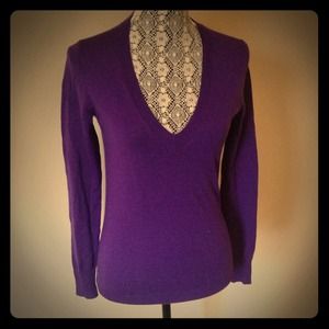 J. Crew Merino Wool Purple V Neck Sweater