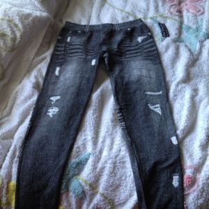 NWT One Step Up Jean looking tights leggings