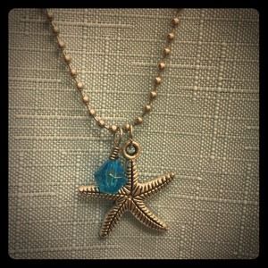 Starfish and blue crystal necklace