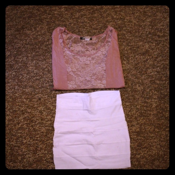 SOLD IN BUNDLE- Lace top and white skirt