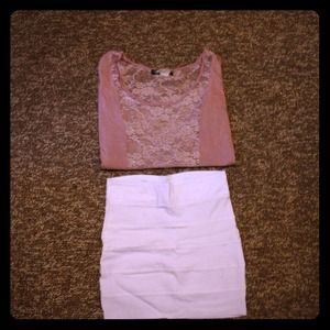 SOLD IN BUNDLE- Lace top and white skirt