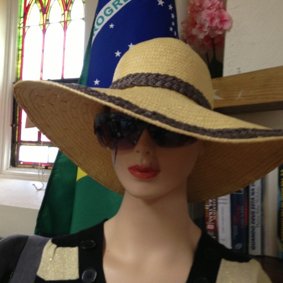 Beige and brown hat