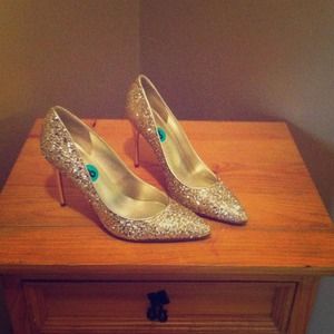 Glitter gold heels