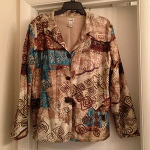 Silk print jacket and black top bundle