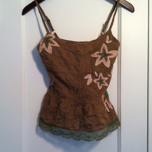 Beaubois Olive Green Embroidered Top - Picture 1 of 1