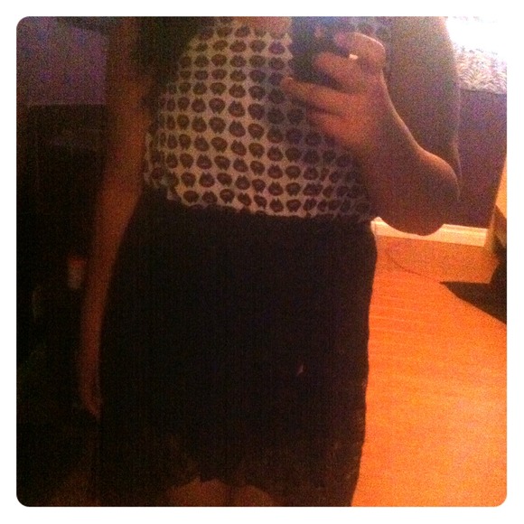 Lace black high low skirt