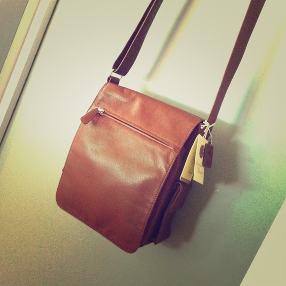 *SOLD** brandy hand crafted leather messenger bag.