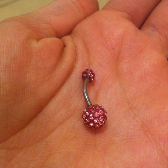 Rhinestone belly ring.